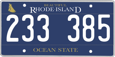 RI license plate 233385