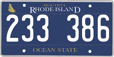 RI license plate 233386
