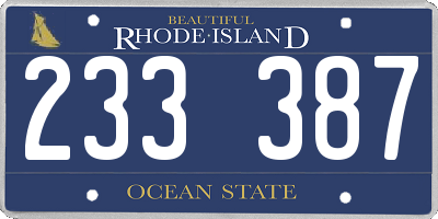 RI license plate 233387