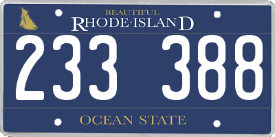 RI license plate 233388
