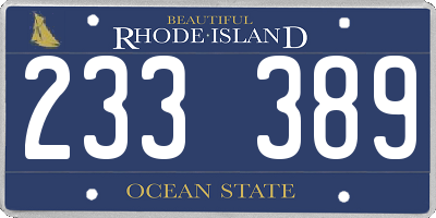 RI license plate 233389