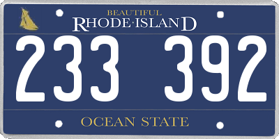RI license plate 233392