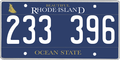 RI license plate 233396