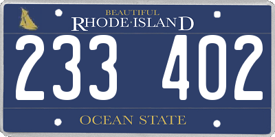 RI license plate 233402