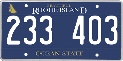 RI license plate 233403