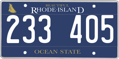 RI license plate 233405