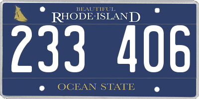 RI license plate 233406