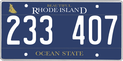 RI license plate 233407