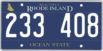 RI license plate 233408