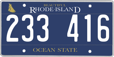 RI license plate 233416
