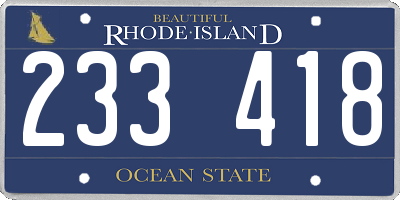 RI license plate 233418
