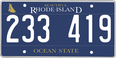 RI license plate 233419