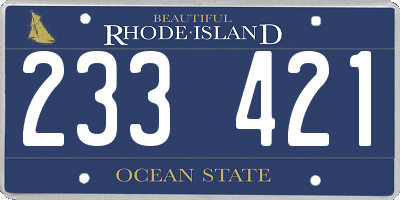 RI license plate 233421