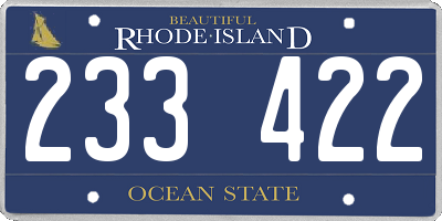 RI license plate 233422