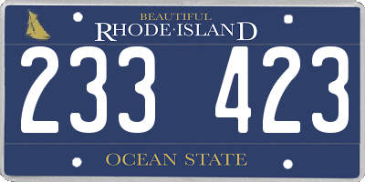 RI license plate 233423