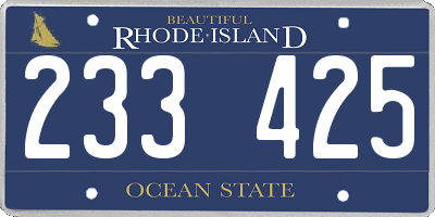 RI license plate 233425