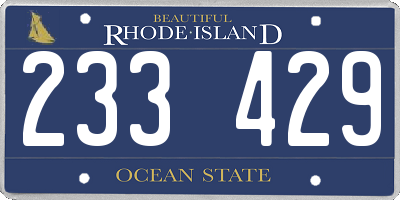 RI license plate 233429