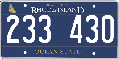 RI license plate 233430