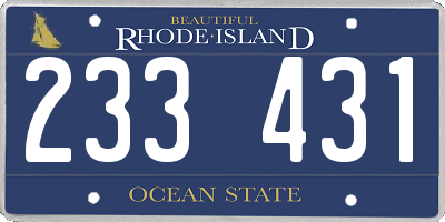 RI license plate 233431