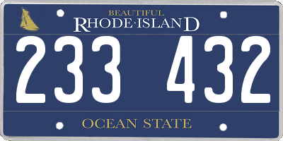 RI license plate 233432