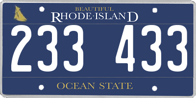 RI license plate 233433