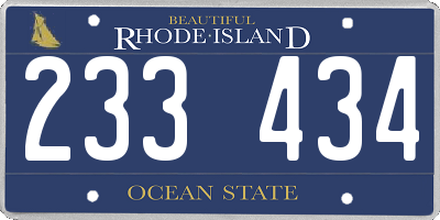RI license plate 233434