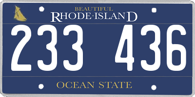 RI license plate 233436
