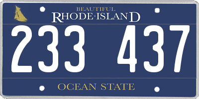 RI license plate 233437