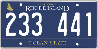 RI license plate 233441
