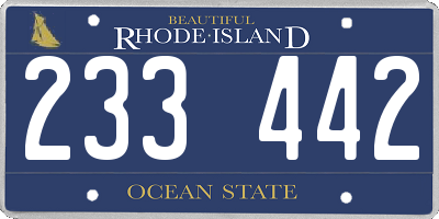 RI license plate 233442