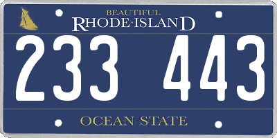 RI license plate 233443