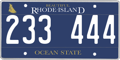 RI license plate 233444