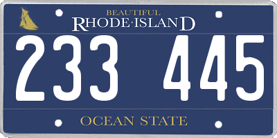 RI license plate 233445