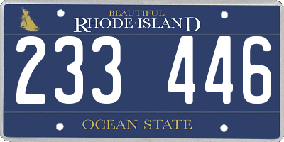RI license plate 233446