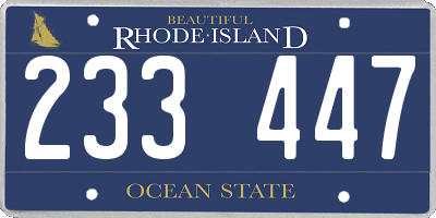 RI license plate 233447
