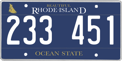 RI license plate 233451