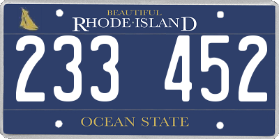 RI license plate 233452
