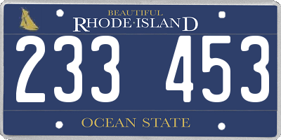 RI license plate 233453