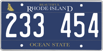 RI license plate 233454