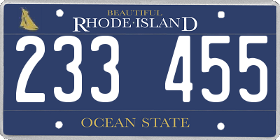 RI license plate 233455