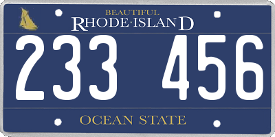 RI license plate 233456
