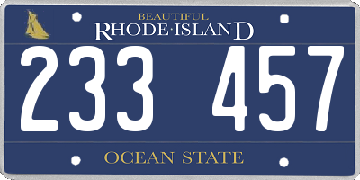 RI license plate 233457