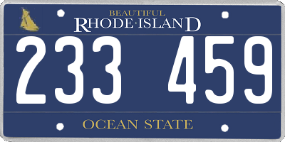 RI license plate 233459