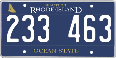 RI license plate 233463