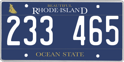 RI license plate 233465