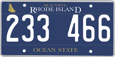 RI license plate 233466