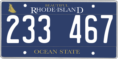 RI license plate 233467