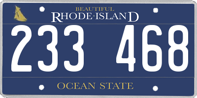RI license plate 233468