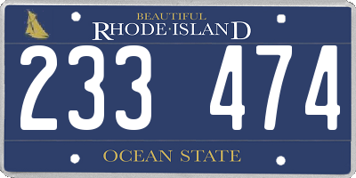 RI license plate 233474