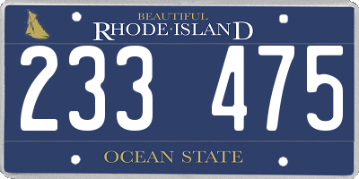 RI license plate 233475